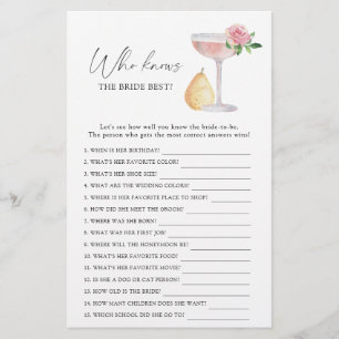 Papier Rose Prosecco - Qui connaît la mariée meilleur jeu