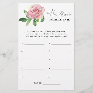 Papier Rose - Quel âge avait la mariée pour être jeu