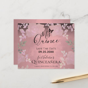 Papier Rose Rose chic Quinceanera rose Enregistrer la dat