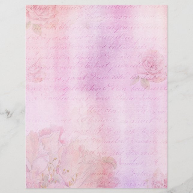 Papier Rose rose Shabby Chic Scrapbook Ephemera (Devant)