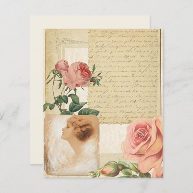 Papier Rose Vintage à puce (Devant / Derrière)