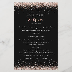 PAPIER Roségold-glitzer Hochzeitsmenü Schwarz
