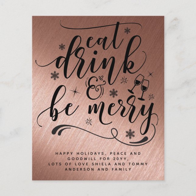 Papier ROSEGOLD Noël Manger Boire Soyez joyeux Typographi (Devant)