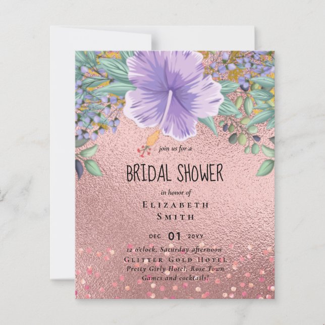 Papier RoseGold Parties scintillant métallique Floral Foi (Devant)