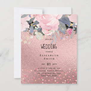 Papier RoseGold Parties scintillant métallique Floral Foi
