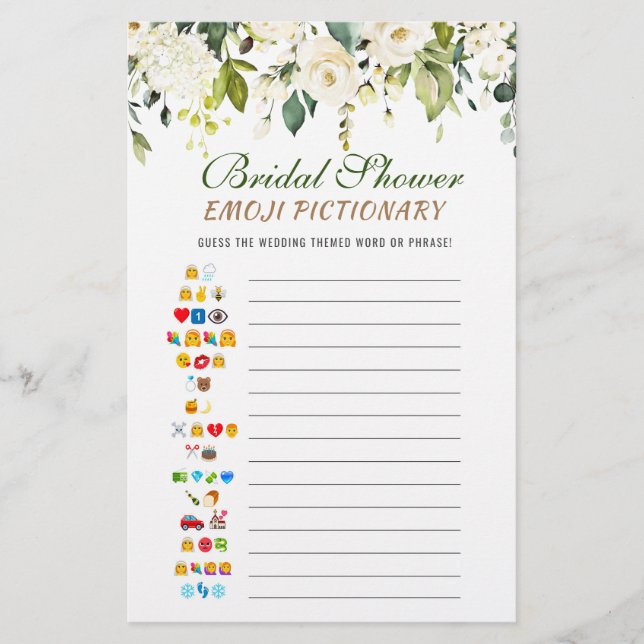 Papier Roses blanches Floral Aquarelle Fête des mariées J (Devant)