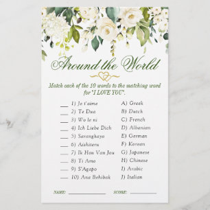 Papier Roses blanches Floral Aquarelle Fête des mariées J