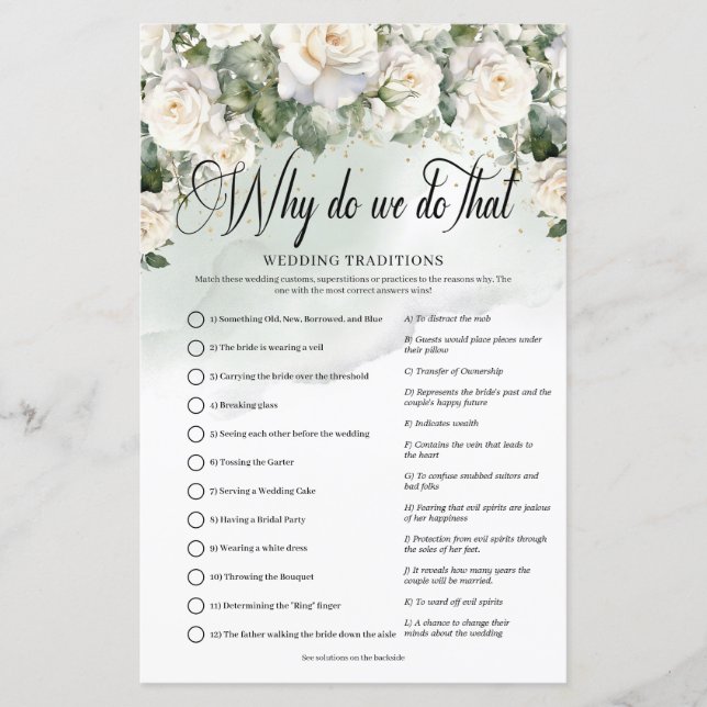 Papier Roses blanches romantiques Tradition Mariage Eucal (Devant)