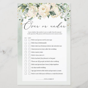 Papier Roses blanches verdure au-dessus ou sous le jeu nu