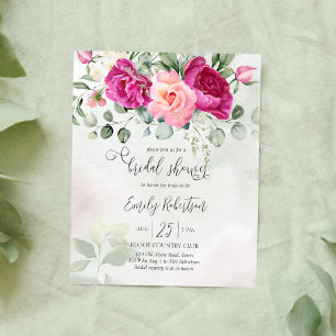 Papier Roses de pivoine rose verdure nuptiale douche invi