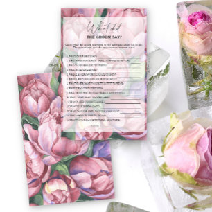 Papier Roses de pivoines - Qu'a dit le marié jeu de marié