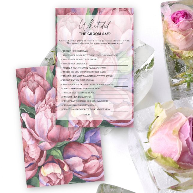 Papier Roses de pivoines - Qu'a dit le marié jeu de marié (Créateur téléchargé)