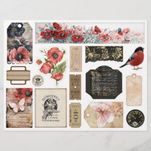 Papier Roses et papillons Ephemera Junk Journal Embel.