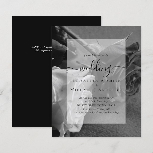 Papier Roses noires et blanches gothiques Mariage gothiqu (Devant / Derrière)