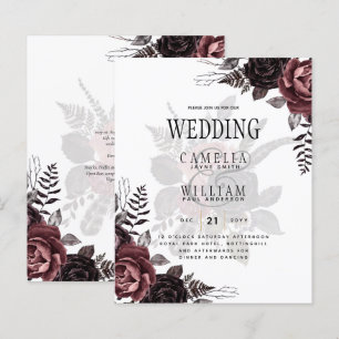 Papier Roses noirs de Bourgogne foncée Mariage automne hi