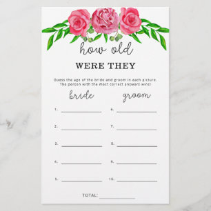 Papier Roses Quel âge avaient-elles jeu de mariage