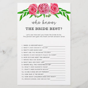 Papier Roses Qui connaît la mariée meilleur jeu