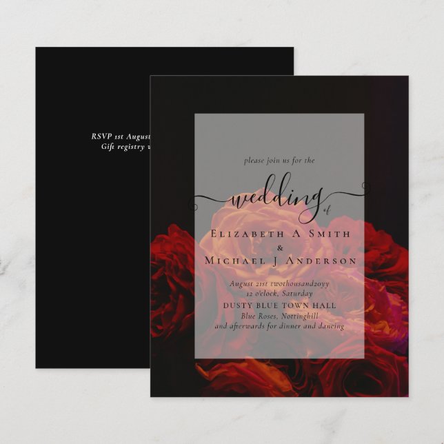 Papier Roses rouges gothiques Mariage gothique Inviter (Devant / Derrière)