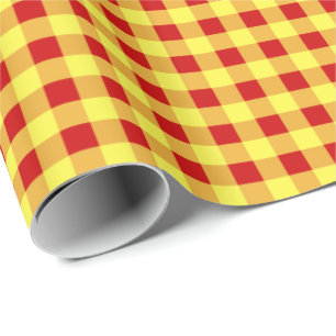 Papier, rot und gelb Gingham Geschenkpapier