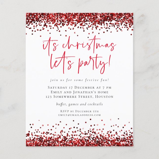 PAPIER | Roter Glitzer Weihnachten Lasse Party Whi (Vorne)