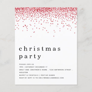 PAPIER   Roter Glitzer Weihnachten Party Einladung