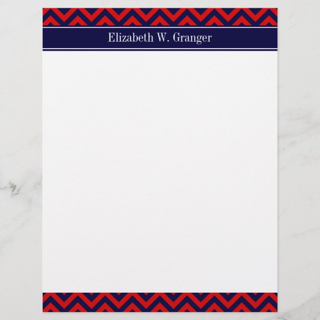 Papier Rouge, bleu marine LG Chevron bleu marine Nom Mono (Devant)