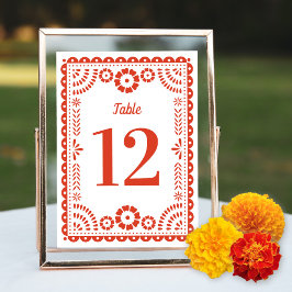 Papier rouge chaud Picado Mariage Numéro de table