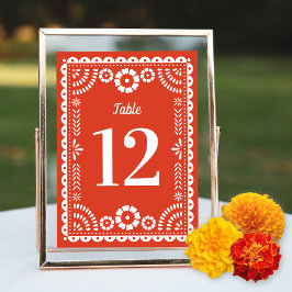 Papier rouge chaud Picado Mariage Numéro de table