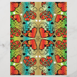 Papier Rouge et vert Whimsical Romantique Coeurs motif