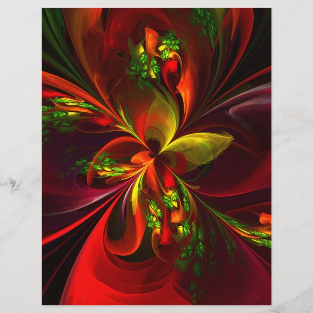 Papier Rouge vert moderne Floral Abstrait Art Motif #05 (Devant)