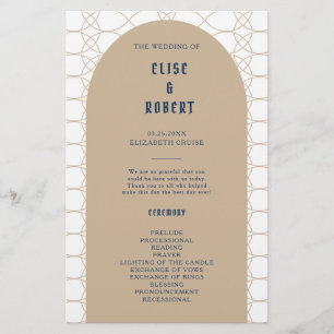 Papier Royal Blue Classic Retro Mariage Ceremony Programm