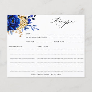 Papier Royal Blue Yellow Gold Fête des mariées Floral Rec