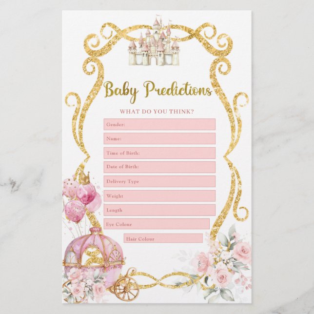 Papier Royal Princess Baby Predictions Games (Devant)