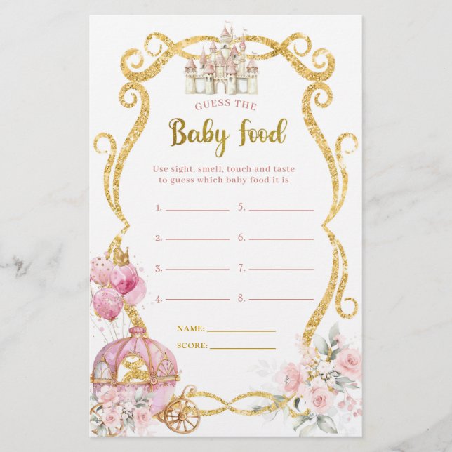 Papier Royal Princess Guess The Baby Food Games (Devant)