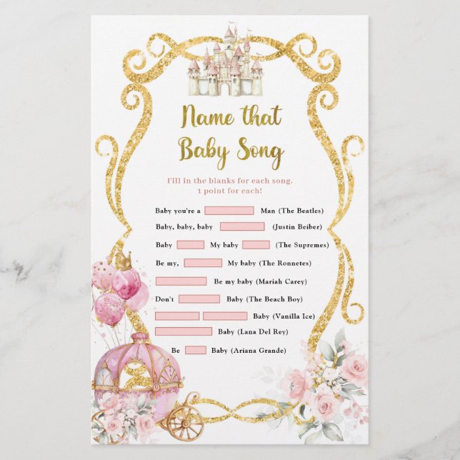 Papier Royal Princess Nom That Baby Song Games (Devant)