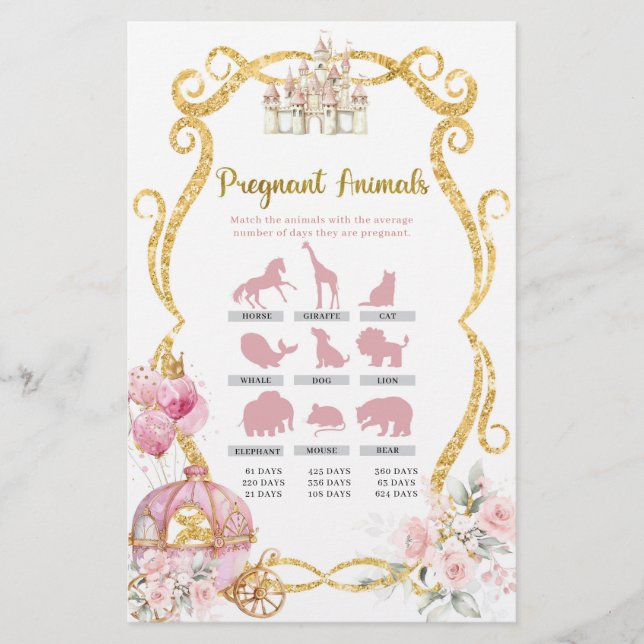 Papier Royal Princess Pink Carriag Jeux d'animaux enceint (Devant)