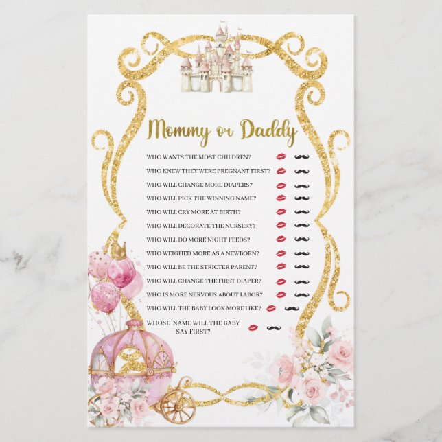 Papier Royal Princess Pink Carriage Jeux pour maman ou pa (Devant)