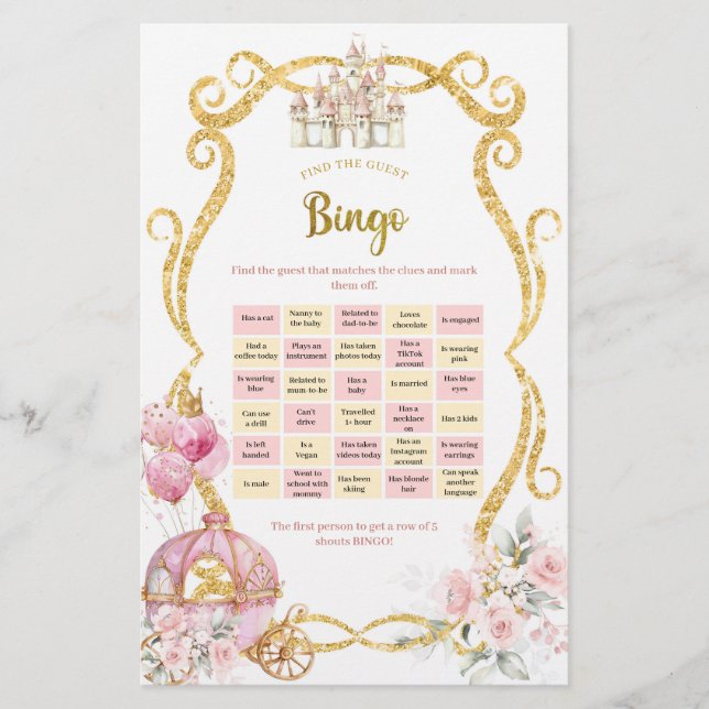Papier Royal Princess Retrouvez L'Invité Jeux De Bingo (Devant)