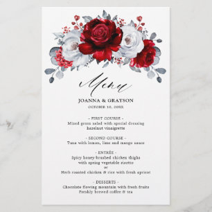Papier Royal Rouge Blanc argent métal Mariage floral