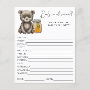 Papier Rubrique de mot d'ours Jeu Baby shower