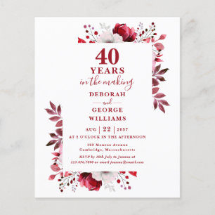 Papier Ruby Budget 40e anniversaire Mariage Invitation fl