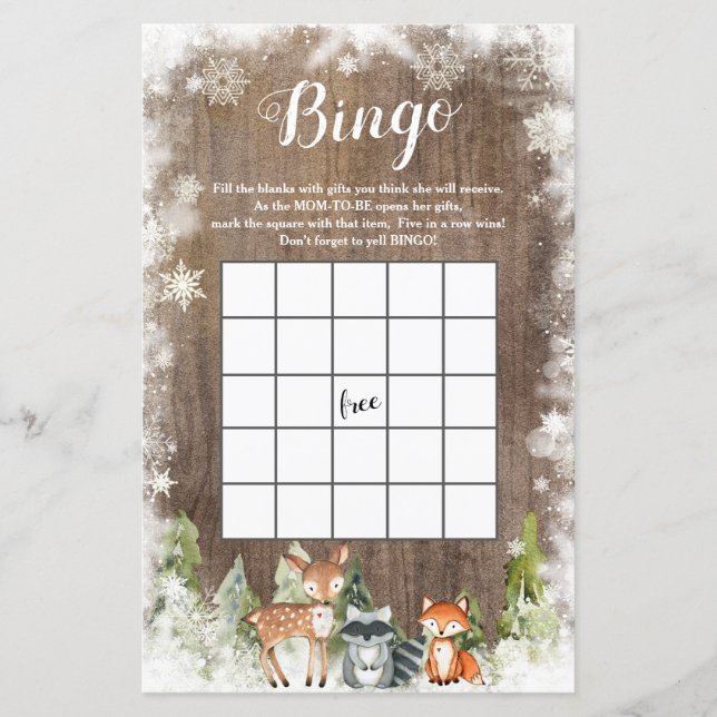 Papier Russe Baby shower de bois d'hiver animal (Devant)