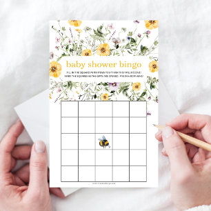 Papier Russe Fleur sauvage Bee Baby shower Jeu de Bingo