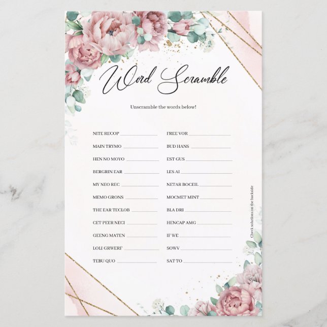 Papier Russe floral eucalyptus or Mot Scramble (Devant)