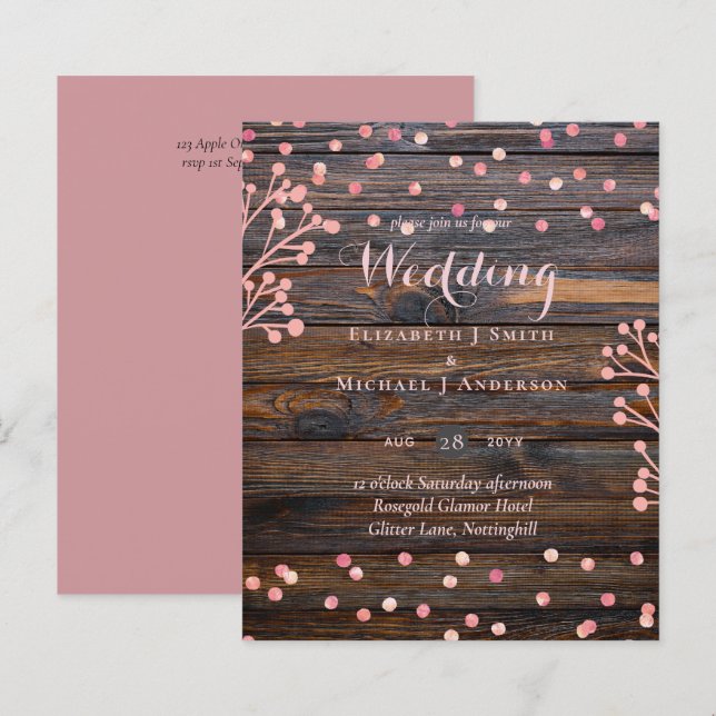Papier Russe ROSE OR Mariage rose Bois Budget (Devant / Derrière)