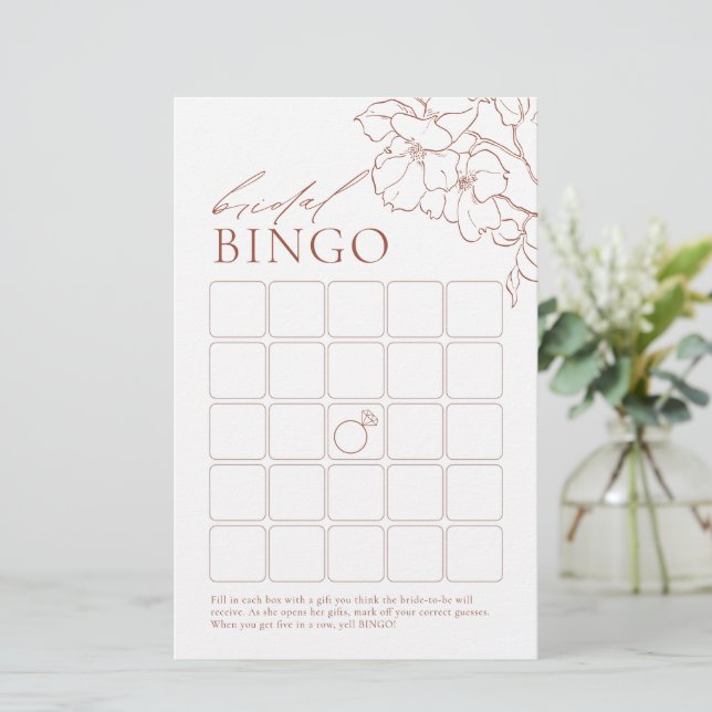 Papier Rust élégant floral nuptiale douche jeu de bingo (Debout devant)