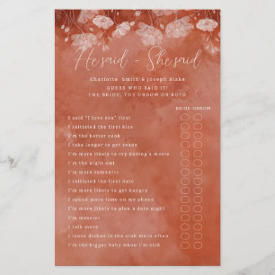 Papier Rust Floral Il A Dit Qu'Elle A Dit Game