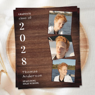 Papier Rustic 3 Photo Budget Graduation Faire-part