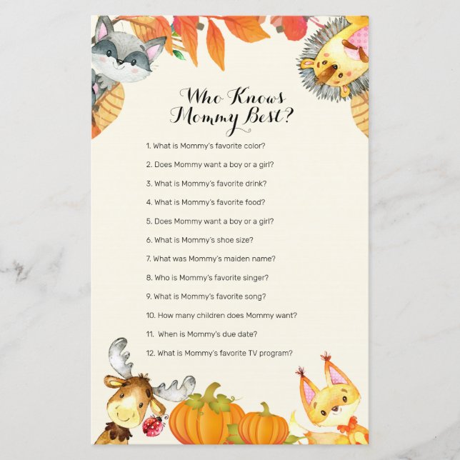 Papier Rustic Animal Citrouille Qui Connaît Maman Meilleu (Devant)