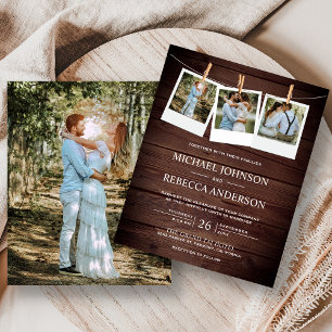 Papier Rustic Barn Bois Photo Budget Faire-part de mariag